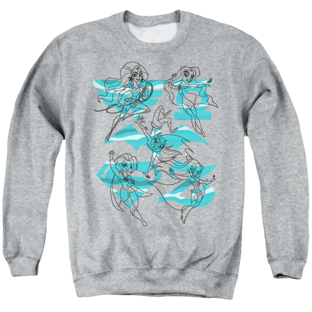Dc Super Hero Girls Line Art Group - Men's Crewneck Sweatshirt Men's Crewneck Sweatshirt DC Comics   