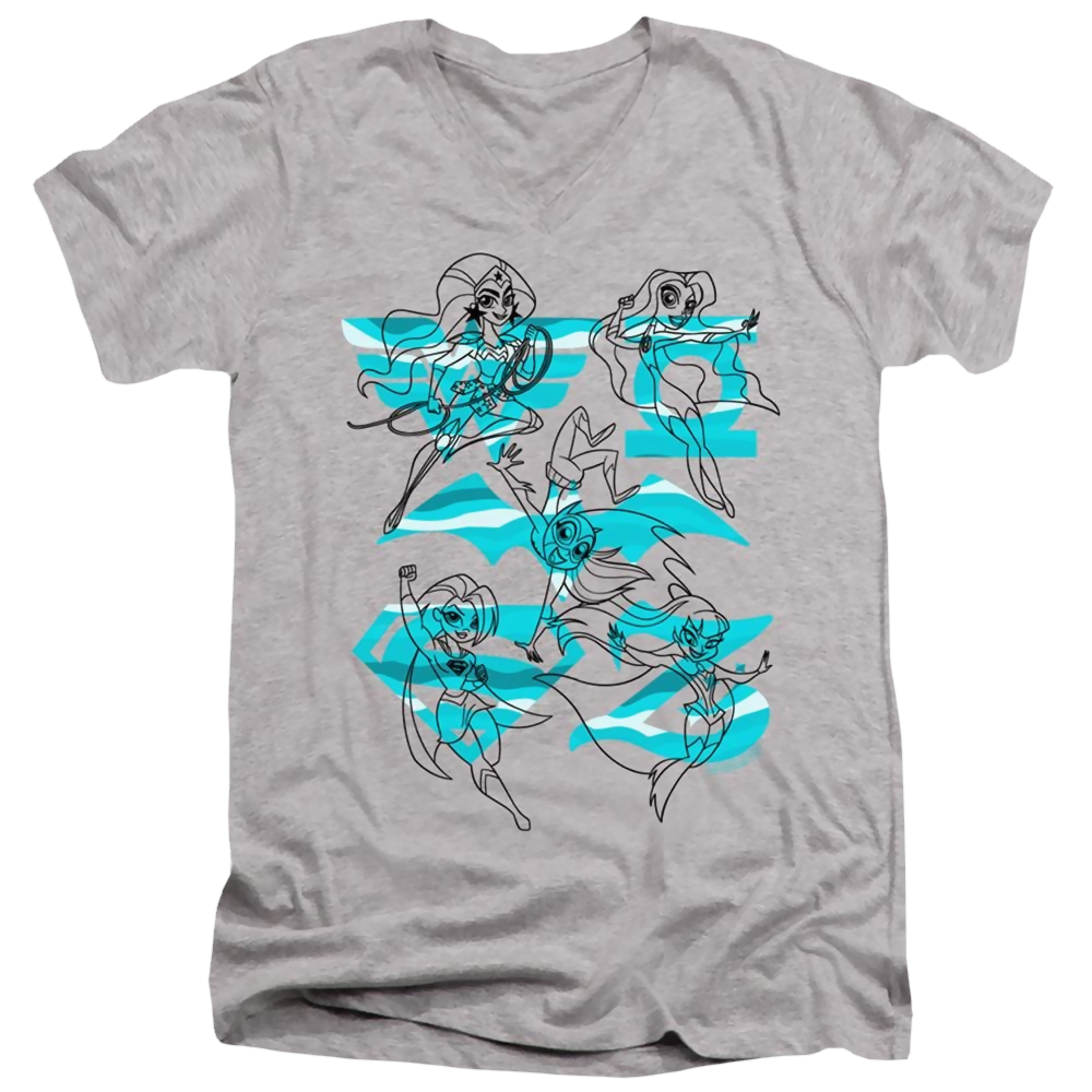 Dc Super Hero Girls Line Art Group - Men's V-Neck T-Shirt Men's V-Neck T-Shirt DC Comics   