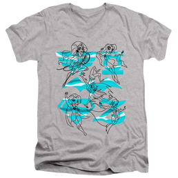 Dc Super Hero Girls Line Art Group - Men's V-Neck T-Shirt Men's V-Neck T-Shirt DC Comics   