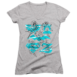 Dc Super Hero Girls Line Art Group - Juniors V-Neck T-Shirt Juniors V-Neck T-Shirt DC Comics   