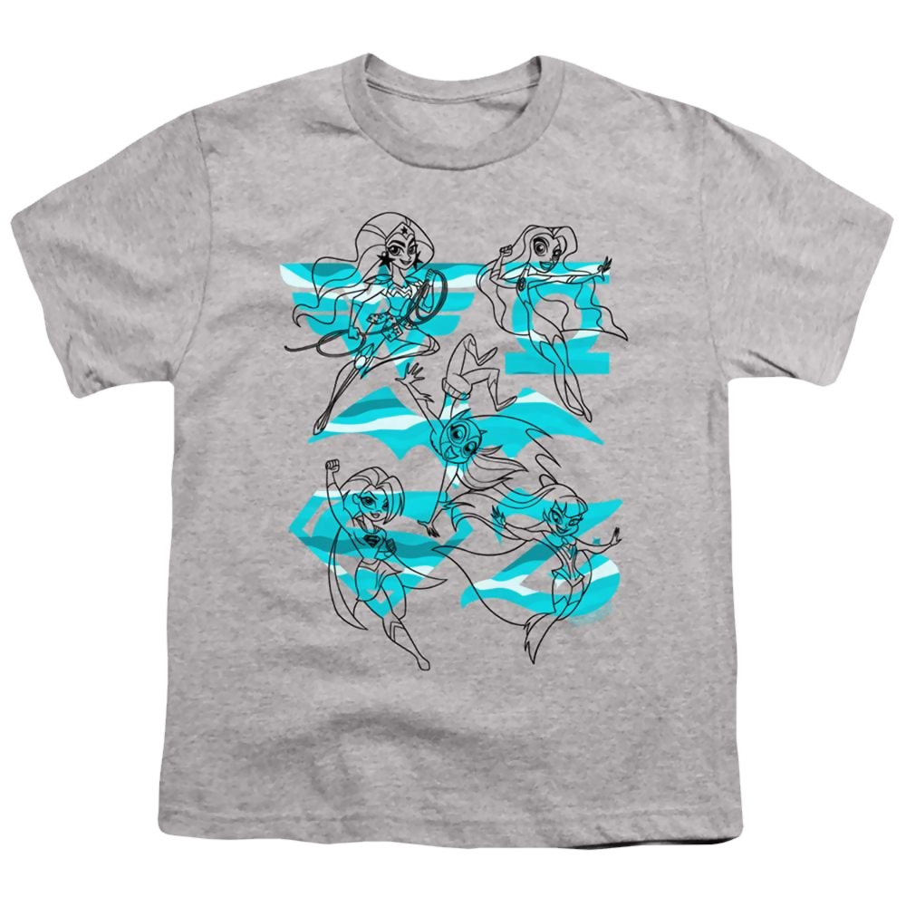 Dc Super Hero Girls Line Art Group - Youth T-Shirt Youth T-Shirt (Ages 8-12) DC Comics   