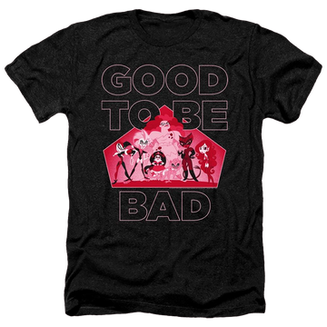 Charcoal men's heather t-shirt with DC Comics Dc Super Hero Girls Good To Be Bad graphic
