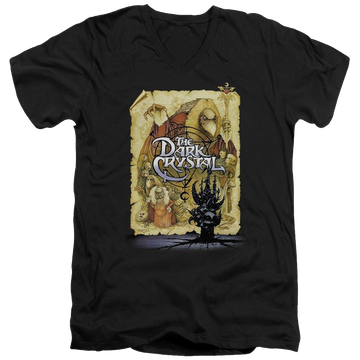 Black men's v-neck t-shirt with Dark Crystal Poster graphic