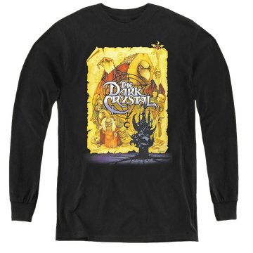 Black youth long sleeve t-shirt with Dark Crystal Poster graphic