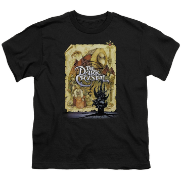 Black youth t-shirt for ages 8 to 12 with Dark Crystal Poster graphic