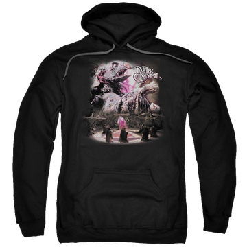 Black pullover hoodie with Dark Crystal Power Mad graphic