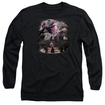 Black men's long sleeve t-shirt with Dark Crystal Power Mad graphic