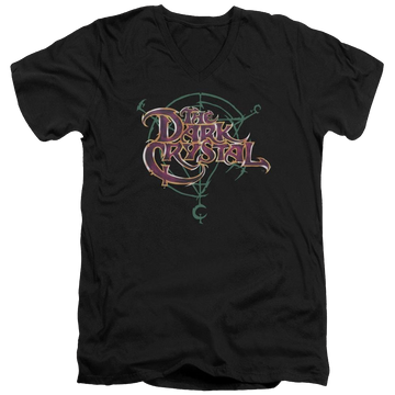 Black men's v-neck t-shirt with Dark Crystal Symbol Logo graphic