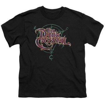 Black youth t-shirt for ages 8 to 12 with Dark Crystal Symbol Logo graphic