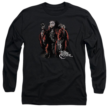Black men's long sleeve t-shirt with Dark Crystal Skeksis graphic