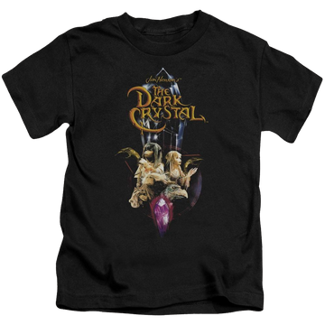 Black kid's t-shirt for ages 4 to 7 with Dark Crystal Crystal Quest graphic