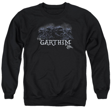Black men's crewneck sweatshirt with Dark Crystal The Garthim graphic