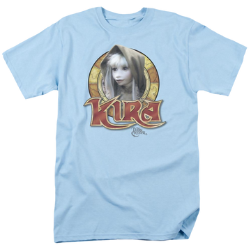 Light blue men's regular fit t-shirt with Dark Crystal Kira Circle graphic
