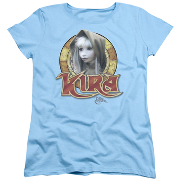 Light blue women's t-shirt with Dark Crystal Kira Circle graphic