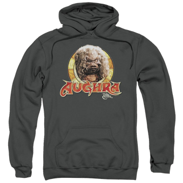 Charcoal pullover hoodie with Dark Crystal Aughra Circle graphic