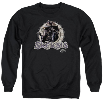 Black men's crewneck sweatshirt with Dark Crystal Skeksis graphic