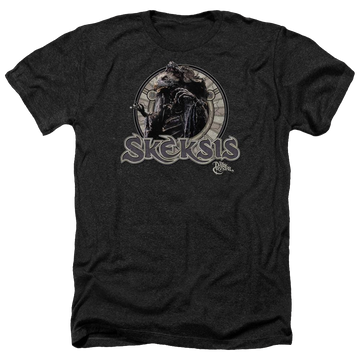 Charcoal men's heather t-shirt with Dark Crystal Skeksis graphic