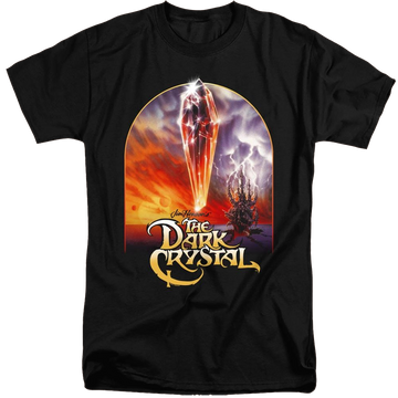 Black men's tall fit t-shirt with Dark Crystal Crystal Poster graphic