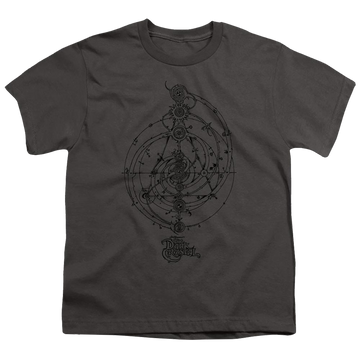 Charcoal youth t-shirt for ages 8 to 12 with Dark Crystal Dream Spiral graphic