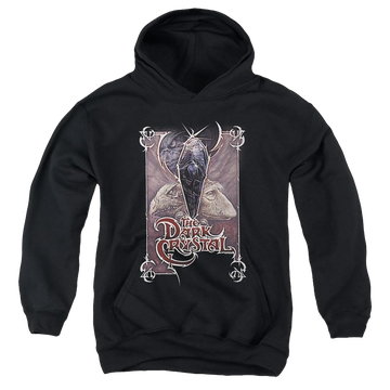 Black youth hoodie for ages 8 to 12 with Dark Crystal Wicked Poster graphic