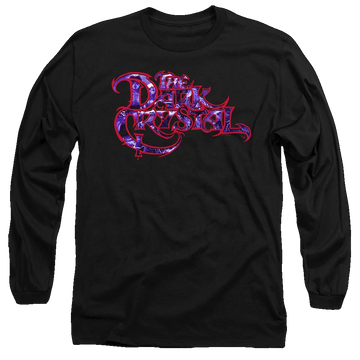 Black men's long sleeve t-shirt with Dark Crystal Collage Logo graphic