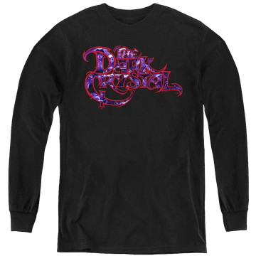 Black youth long sleeve t-shirt with Dark Crystal Collage Logo graphic