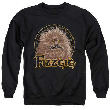 Black men's crewneck sweatshirt with Dark Crystal Fizzgig graphic