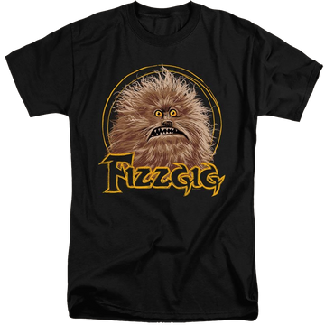 Black men's tall fit t-shirt with Dark Crystal Fizzgig graphic