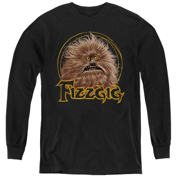 Black youth long sleeve t-shirt with Dark Crystal Fizzgig graphic