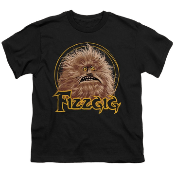 Black youth t-shirt for ages 8 to 12 with Dark Crystal Fizzgig graphic