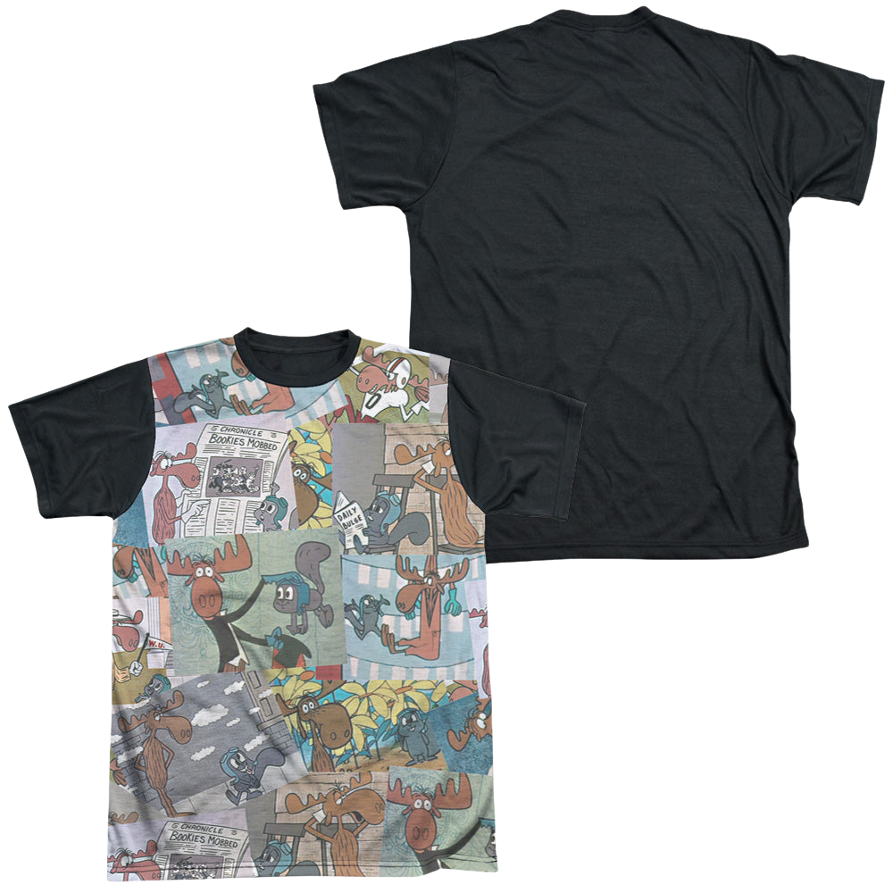 Rocky & Bullwinkle Collage - Men's Black Back T-Shirt Men's Black Back T-Shirt Rocky & Bullwinkle   