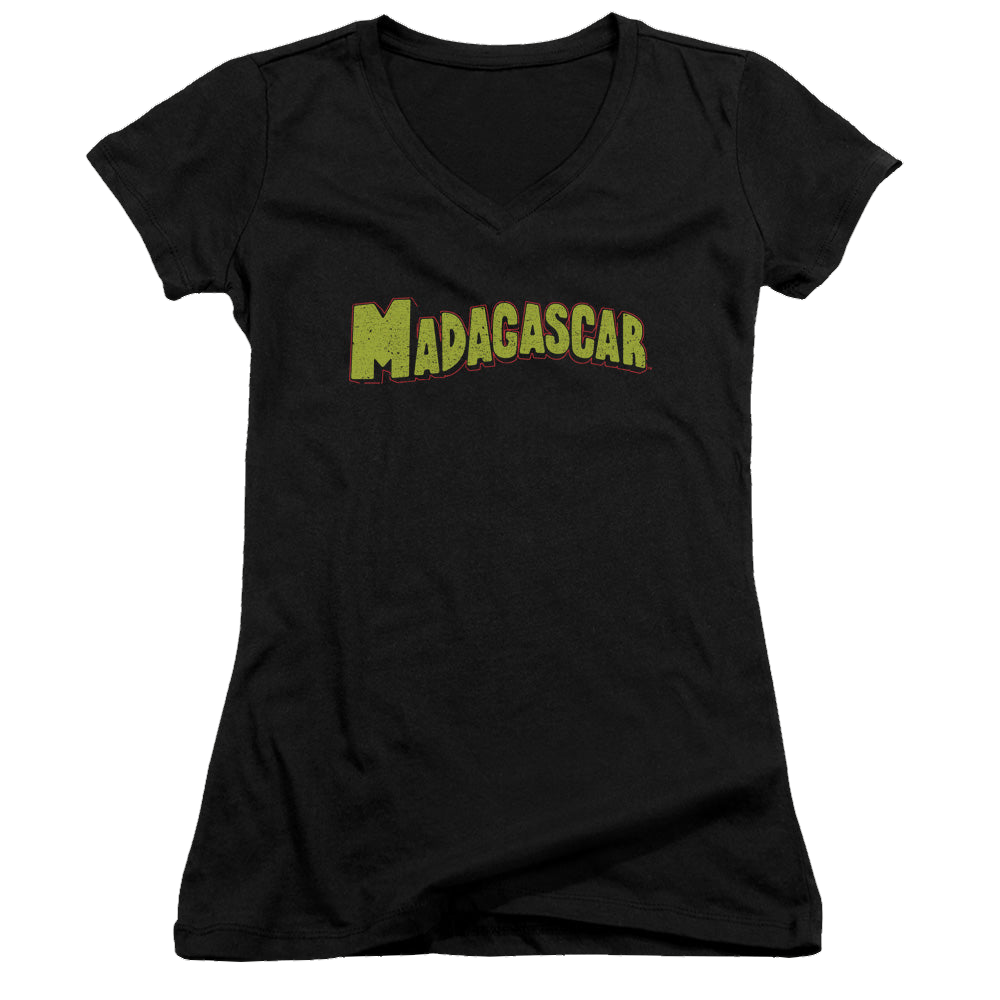 Madagascar Logo - Juniors V-Neck T-Shirt Juniors V-Neck T-Shirt Madagascar   