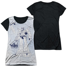 Voltron Blueprint - Juniors Black Back T-Shirt Juniors Black Back T-Shirt Voltron   