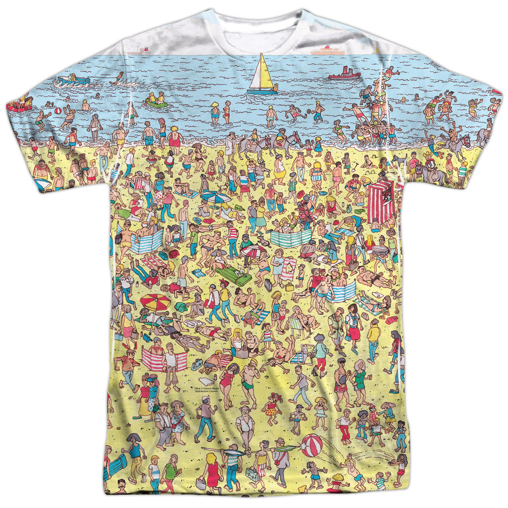 Where's Waldo Beach Scene - Men's All-Over Print T-Shirt Men's All-Over Print T-Shirt Where's Waldo   