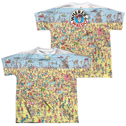 Where's Waldo Beach Scene (Front/Back Print) - Youth All-Over Print T-Shirt Youth All-Over Print T-Shirt (Ages 8-12) Where's Waldo   