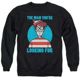 Where's Waldo Looking For Me Men's Crewneck Sweatshirt Men's Crewneck Sweatshirt Where's Waldo   