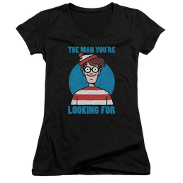 Where's Waldo Looking For Me Juniors V-Neck T-Shirt Juniors V-Neck T-Shirt Where's Waldo   
