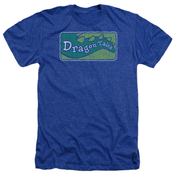 Royal men's heather t-shirt with Dragon Tales Logo Distressed graphic
