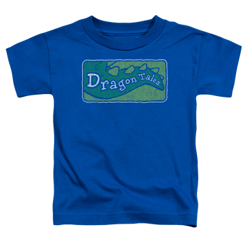 Royal kid's t-shirt for ages 4 to 7 with Dragon Tales Logo Distressed graphic