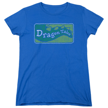 Royal women's t-shirt with Dragon Tales Logo Distressed graphic
