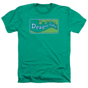 Kelly green men's heather t-shirt with Dragon Tales Logo Clean graphic