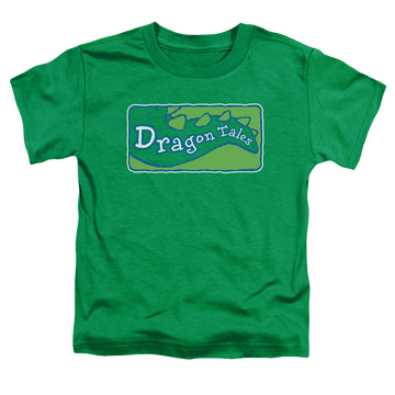 Kelly green kid's t-shirt for ages 4 to 7 with Dragon Tales Logo Clean graphic