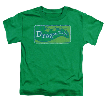 Kelly green toddler t-shirt with Dragon Tales Logo Distressed graphic