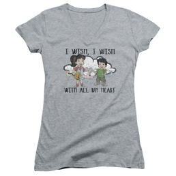 Dragon Tales I Wish With All My Heart - Juniors V-Neck T-Shirt Juniors V-Neck T-Shirt Dragon Tales   