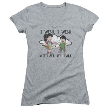 Dragon Tales I Wish With All My Heart - Juniors V-Neck T-Shirt Juniors V-Neck T-Shirt Dragon Tales   