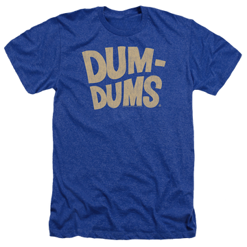 Royal men's heather t-shirt with Dum Dums Distressed Logo graphic