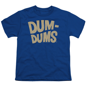 Royal youth t-shirt for ages 8 to 12 with Dum Dums Distressed Logo graphic