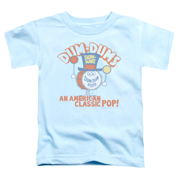 Light blue toddler t-shirt with Dum Dums Classic Pop graphic