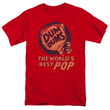 Red men's regular fit t-shirt with Dum Dums 5 For 5 graphic