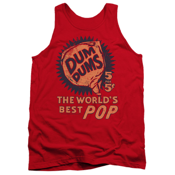 Red men's tank with Dum Dums 5 For 5 graphic